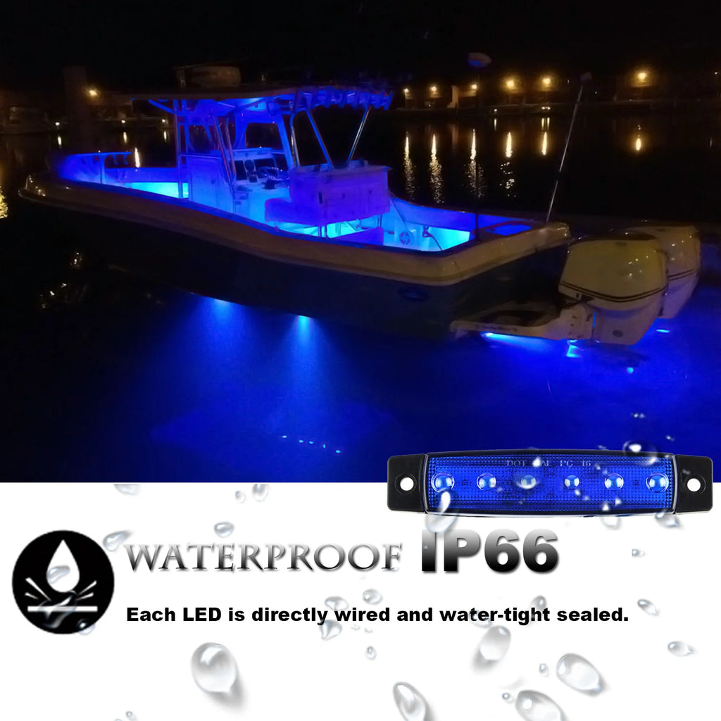 أضواء سطح القارب مقاس 3.8 بوصة باللون الأزرق